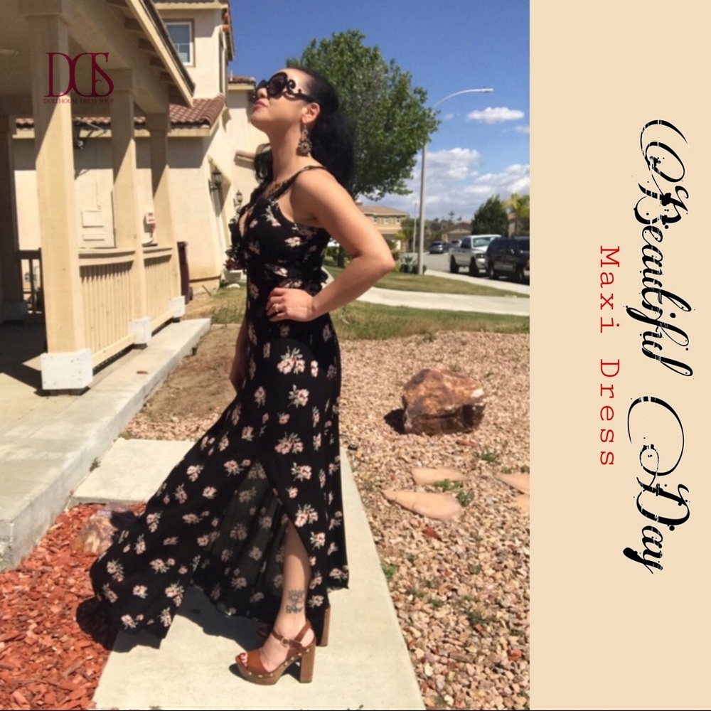 🔥 Sale 🔥 Beautiful Day - Blk Floral Maxi Dress